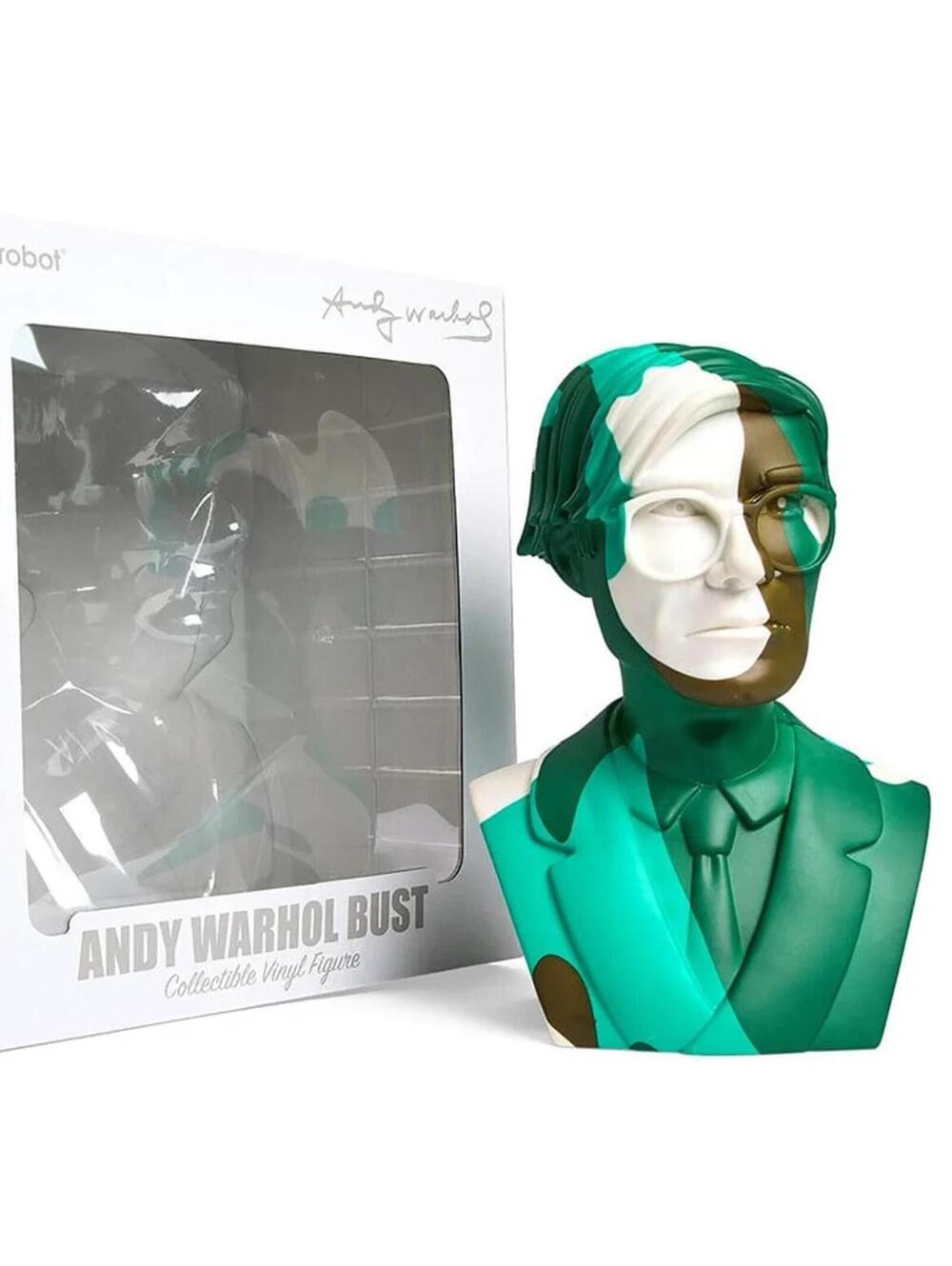Kidrobot Andy Warhol 12" Green‎ Camouflage Camo Vinyl Bust (2022) NIB